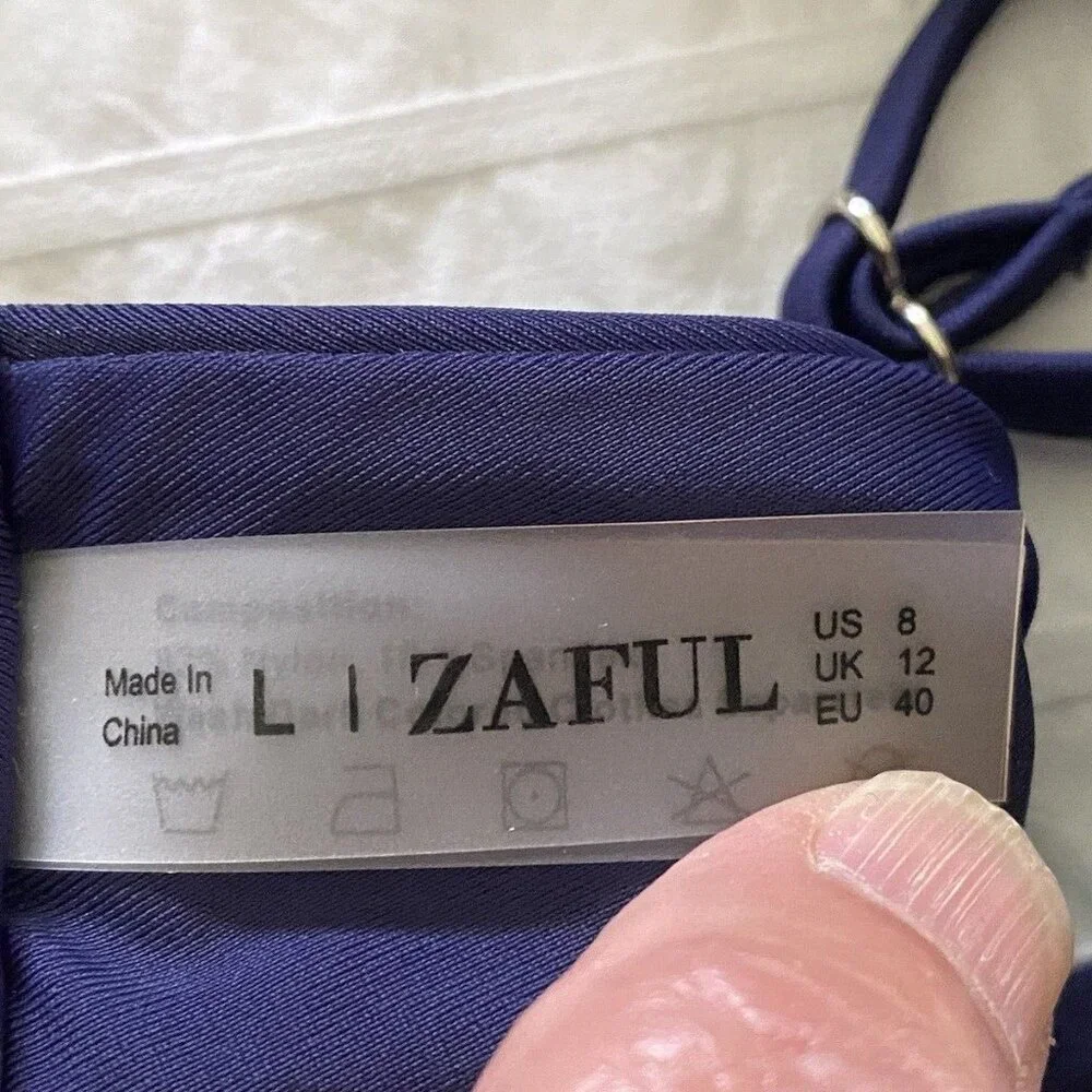 Zaful Navy Blue 2 Piece Keyhole Front Bikini Set Women's Size‎ 8/L Cut Out NWOT